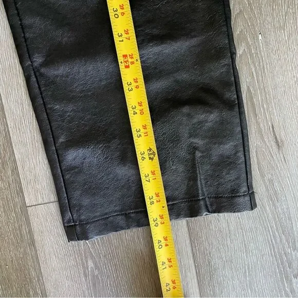 Princess Polly Encore Black Vegan Leather Straight Leg Pleated Pants Size 12 - Picture 14 of 14